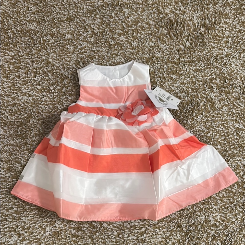 Marmellata Coral and White Striped Formal Dress